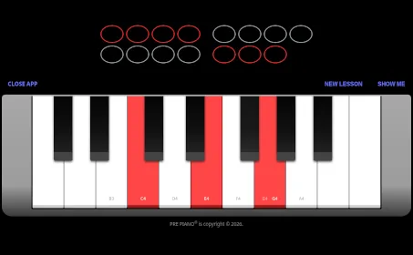 A colorful view of the prePiano Two app